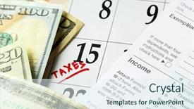  Presentation with record - Theme featuring red tax mark background and a sky blue colored foreground