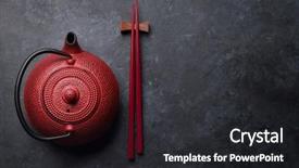  Presentation with chopsticks - Slide deck with red tea pot and sushi background and a dark gray colored foreground