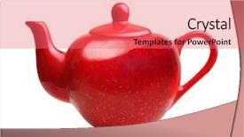  Presentation with teapot - Cool new PPT theme with red teapot from apple fruit isolated on white background backdrop and a coral colored foreground