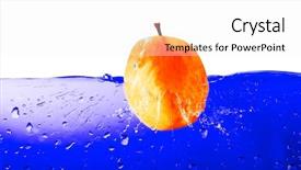  Presentation with blue water splash isolated - Slide deck featuring red tear drops - apple fall in real blue background and a  colored foreground