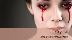  Presentation with vampire - Cool new slide set with red tear drops - portrait of a female vampire backdrop and a coral colored foreground