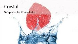  Presentation with water splash - Slides enhanced with red tear drops - raspberry dropped into water splash background and a  colored foreground