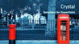  Presentation with red telephone - Presentation design with red telephone and post box background and a ocean colored foreground