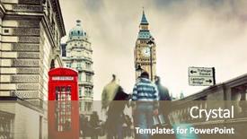  Presentation with red telephone - Slide deck consisting of red telephone booth and big background and a coral colored foreground