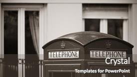  Presentation with red telephone - Slides having red telephone booth and mail box in street in london as the famous icons background and a tawny brown colored foreground