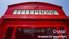  Presentation with red telephone - PPT theme featuring red telephone booth from england background and a  colored foreground