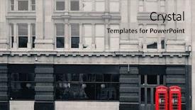  Presentation with red telephone - Presentation design featuring red telephone booth in street with historical architecture in london background and a light gray colored foreground