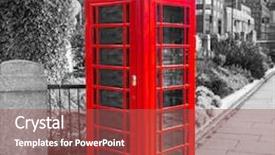  Presentation with red telephone - Presentation featuring red telephone booth on the street of london uk background and a red colored foreground