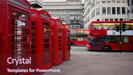  Presentation with historical architecture - Presentation theme having red telephone box and bus background and a tawny brown colored foreground