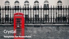  Presentation with historical architecture - PPT theme with red telephone box in street background and a  colored foreground