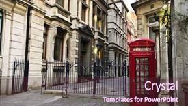  Presentation with old telephone - Cool new slides with near old buildings in london backdrop and a gray colored foreground