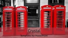 Presentation with red telephone - Amazing PPT theme having red telephone boxes on black backdrop and a red colored foreground