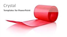  Presentation with textile - Colorful theme enhanced with red textile roll isolated on white backdrop and a white colored foreground