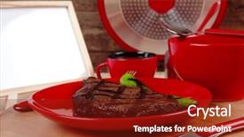  Presentation with tomato ketchup - Slides having red theme lunch fresh grilled background and a tawny brown colored foreground