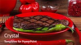  Presentation with ground beef - Beautiful presentation featuring red theme lunch fresh grilled backdrop and a tawny brown colored foreground