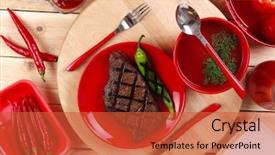  Presentation with ground beef - PPT theme consisting of red theme lunch fresh grilled background and a red colored foreground