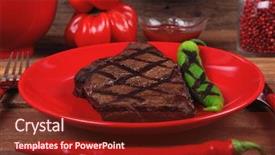  Presentation with ground beef - Colorful presentation theme enhanced with red theme lunch fresh grilled backdrop and a  colored foreground