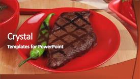  Presentation with tomato ketchup - Slides having red theme lunch fresh grilled background and a  colored foreground