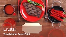  Presentation with ground beef - Slides with red theme lunch fresh grilled background and a  colored foreground
