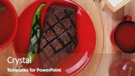  Presentation with ground beef - Beautiful slide deck featuring red theme lunch fresh grilled backdrop and a  colored foreground