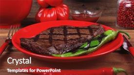  Presentation with ground beef - Colorful PPT theme enhanced with red theme lunch fresh grilled backdrop and a  colored foreground