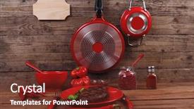  Presentation with tomato ketchup - Presentation design consisting of red theme lunch fresh grilled background and a  colored foreground