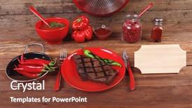  Presentation with tomato ketchup - PPT theme enhanced with red theme lunch fresh grilled background and a  colored foreground