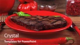  Presentation with ground beef - PPT theme having red theme lunch fresh grilled background and a  colored foreground