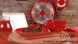  Presentation with ground beef - Audience pleasing PPT layouts consisting of red theme lunch fresh grilled backdrop and a red colored foreground