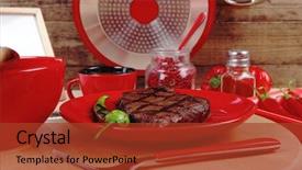 Presentation with ground beef - Amazing slide deck having red theme lunch grilled bbq backdrop and a tawny brown colored foreground