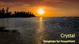  Presentation with ocean - Presentation theme consisting of red tide - landscape with sunset over ocean background and a tawny brown colored foreground