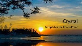  Presentation with tide - Presentation theme enhanced with red tide - nice sunset scene over ocean background and a gold colored foreground