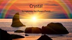  Presentation with tide - Theme having red tide - nice sunset with raunbow scene background and a gold colored foreground