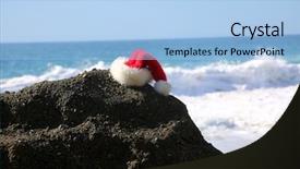 Presentation with beach rocks - Colorful theme enhanced with red tide - santa hat santa claus hat backdrop and a light blue colored foreground