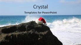  Presentation with beach rocks - Cool new PPT theme with red tide - santa hat santa claus hat backdrop and a light blue colored foreground