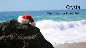  Presentation with beach rocks - PPT layouts consisting of red tide - santa hat santa claus hat background and a light blue colored foreground