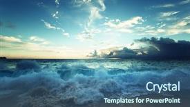  Presentation with tide - Amazing PPT theme having red tide - sunset on seychelles beach backdrop and a ocean colored foreground