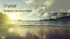  Presentation with sunset at venice beach palm - Audience pleasing presentation theme consisting of red tide - sunset on the tropical beach backdrop and a soft green colored foreground