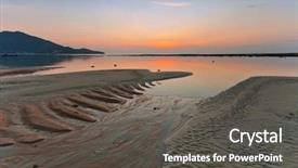  Presentation with tide - PPT layouts enhanced with red tide - tropical beach in ebb time background and a dark gray colored foreground