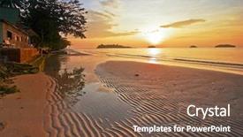  Presentation with tide - Presentation theme consisting of red tide - tropical beach in ebb time background and a violet colored foreground