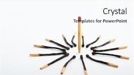  Presentation with burnt - Audience pleasing PPT theme consisting of red tip match being surrounded backdrop and a pink colored foreground