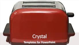  Presentation with clipping - Presentation theme enhanced with red toaster isolated on white background and a tawny brown colored foreground