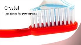  Presentation with toothpaste - Beautiful presentation featuring dentifrcs - red toothbrush with toothpaste isolated backdrop and a white colored foreground
