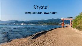  Presentation with japan - Theme consisting of red torii in aoshima shrine background and a light blue colored foreground