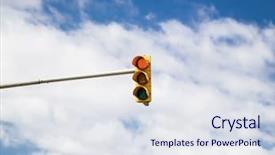  Presentation with traffic light - Presentation with red traffic light on cloud background and a sky blue colored foreground