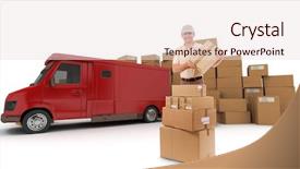  Presentation with piles - Beautiful slides featuring red truck - messenger with a parcel backdrop and a lemonade colored foreground