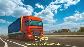  Presentation with cargo transportation - Audience pleasing theme consisting of red-truck-on-highway-business backdrop and a tawny brown colored foreground