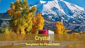  Presentation with multicolored autumn leaves orange yellow red - Slide set enhanced with red truck on highway background and a tawny brown colored foreground