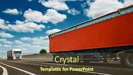  Presentation with cargo transportation - Colorful slide set enhanced with red-trucks-is-on-highway backdrop and a tawny brown colored foreground