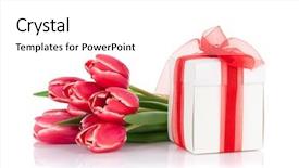  Presentation with tulip - Amazing presentation theme having red tulip flowers bouquet backdrop and a white colored foreground